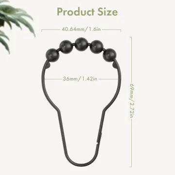 Stylish Black Shower Curtain Hooks - Amazer Set of 12