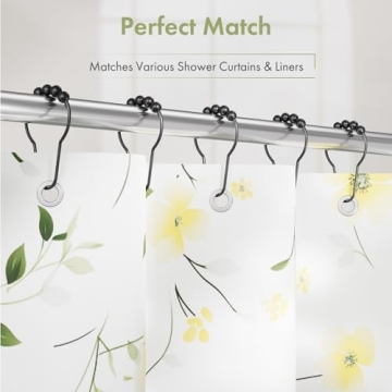 Stylish Black Shower Curtain Hooks - Amazer Set of 12