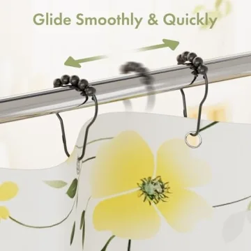 Stylish Black Shower Curtain Hooks - Amazer Set of 12