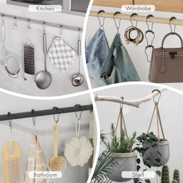 Stylish Black Shower Curtain Hooks - Amazer Set of 12