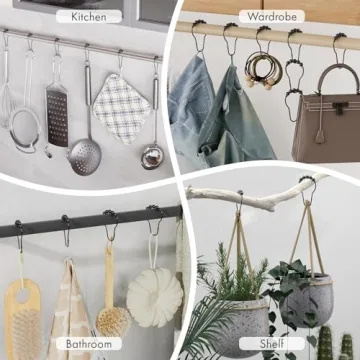 Stylish Black Shower Curtain Hooks - Amazer Set of 12