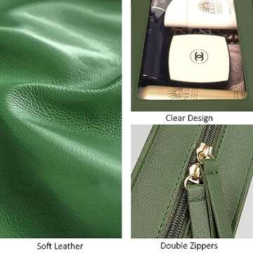 LETGO Clear Makeup Bags, TSA Approved Toiletry Bag with Zipper, Clear Makeup Organizer Fit Carry-on Travel Essentials,Clear Cosmetic Bags for Women Men (C-Green)