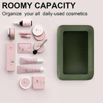 LETGO Clear Makeup Bags, TSA Approved Toiletry Bag with Zipper, Clear Makeup Organizer Fit Carry-on Travel Essentials,Clear Cosmetic Bags for Women Men (C-Green)