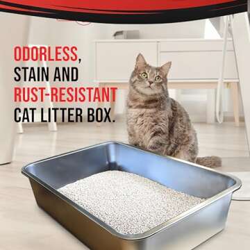 iPrimio Ultimate Stainless Steel XL Cat Litter Box - XL Litter Box for Big Cats - Large Cat Litter B...