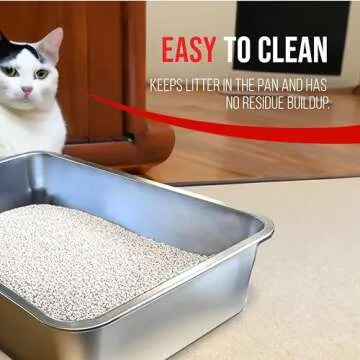 iPrimio Ultimate Stainless Steel XL Cat Litter Box - XL Litter Box for Big Cats - Large Cat Litter Box - Never Absorbs Odor, Stains, or Rusts - Easy Cleaning Litterbox Designed by Cat Owners (1 Pan)