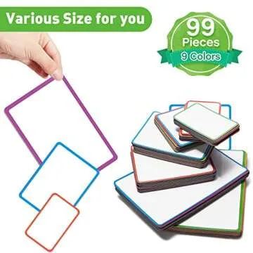 Mimorou 99 Pcs Dry Erase Magnetic Labels Reusable Waterproof Magnetic Name Tags Rectangle Stickers Labels for Whiteboard Fridge Classroom Office, 3 Sizes(Colorful)