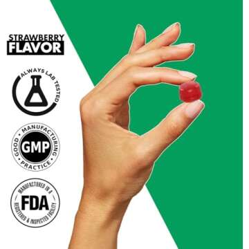 Happy Healthy Wellness Vegan Gummies Gelatine & Gluten Free Strawberry Flavor (30 Count) Made in USA for Adults