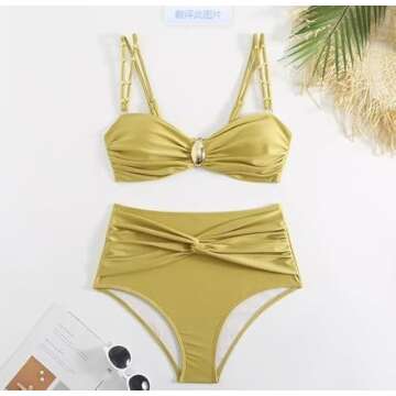YUNIDMEIM 3-Piece Women's Retro Bikini Beach Set