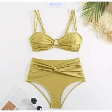 YUNIDMEIM 3-Piece Women's Retro Bikini Beach Set