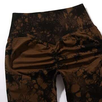 RXRXCOCO Women Seamless Crossover Leggings High Waisted Butt Lifting Workout Yoga Pants Medium Tie Dye Coffee