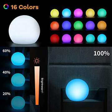 Borelor LED Ball Light, 8-Inch Rechargeable & Remote Control Globe Lights 16 RGB Colors Changing Ind...