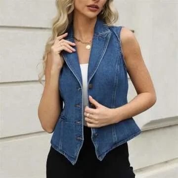 Ladyful Lapel Denim Vest for Women | Stylish & Versatile