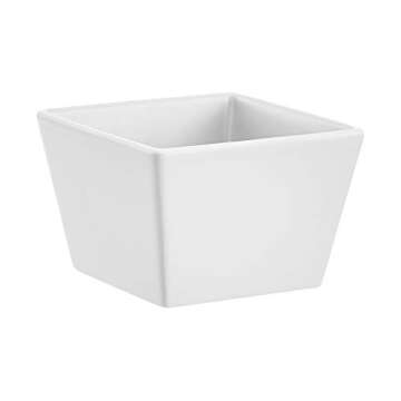 Amazon Basics Tabletop Planter, Square - White/Brass (2-Pack)