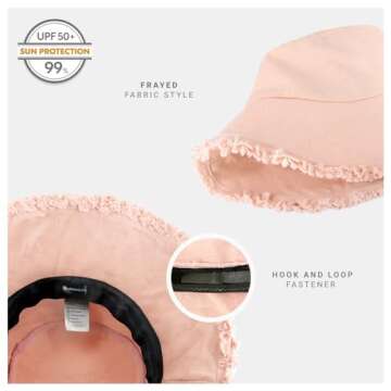CHOK.LIDS Frayed Bucket Hats for Women Men Unisex Trendy Washed Cotton Floppy Wide Brim Boonie Outdo...