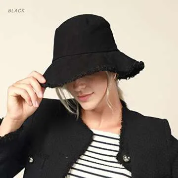 CHOK.LIDS Frayed Bucket Hats for Women Men Unisex Trendy Washed Cotton Floppy Wide Brim Boonie Outdoor Summer Beach Headwear (Pink Salt)