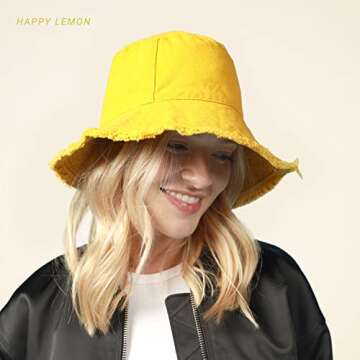 CHOK.LIDS Frayed Bucket Hats for Women Men Unisex Trendy Washed Cotton Floppy Wide Brim Boonie Outdoor Summer Beach Headwear (Pink Salt)