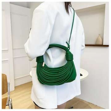 knotted woven tote bag handbag for women Woven Handbag Purse for Women Handwoven Satchel Clutch Purse (green)