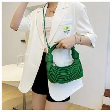 knotted woven tote bag handbag for women Woven Handbag Purse for Women Handwoven Satchel Clutch Purse (green)