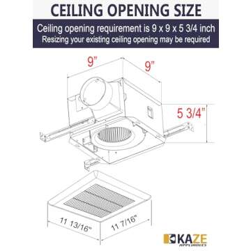 KAZE SNP100 100 CFM Quiet Bathroom Exhaust Fan