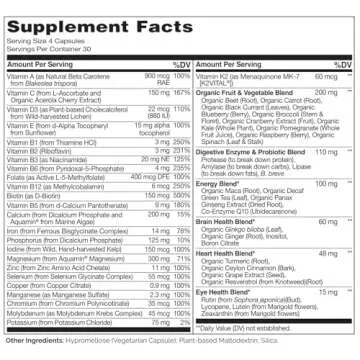 NATURELO Whole Food Multivitamin for Women - with Vitamins, Minerals, & Organic Extracts - Supplement for Energy and Heart Health - Vegan - Non GMO - 120 Capsules