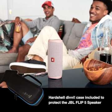 JBL Flip 5 (Black) + Bundle with divvi! Protective Hardshell Case