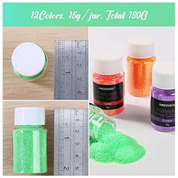 NODDWAY 12 Colors Iridescent Fine Glitter for Crafts