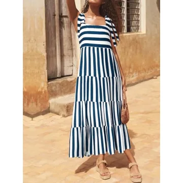 PRETTYGARDEN Summer Striped Maxi Dress for Women