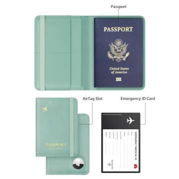 Stouchi AirTag Passport Holder, Cute Passport Holder with Airtag Slot, RFID Passport Wallet Cover fo...