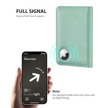 Stouchi AirTag Passport Holder, Cute Passport Holder with Airtag Slot, RFID Passport Wallet Cover for Women, Family Leather Passport Protector Case, Anti-Lost Travel Essentials, Sky Blue