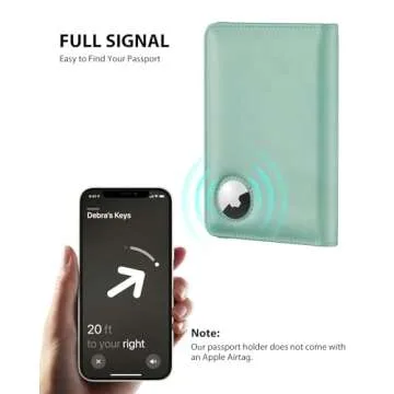 Stouchi AirTag Passport Holder, Cute Passport Holder with Airtag Slot, RFID Passport Wallet Cover for Women, Family Leather Passport Protector Case, Anti-Lost Travel Essentials, Sky Blue