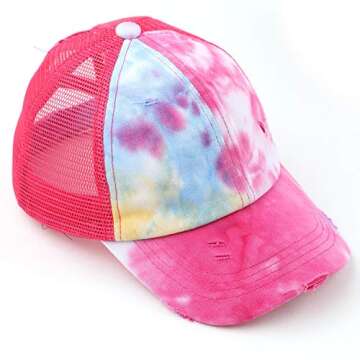 C.C Kids Criss-Cross Elastic Band Ponytail Caps Messy Buns Trucker Plain Baseball Cap (BT-6-KIDS) (K...