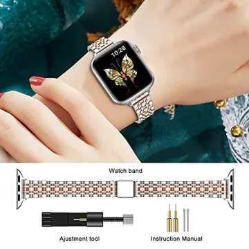 Stylish MioHHR Slim Metal Band for Apple Watch Women