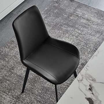 seonyou Dining Chairs Set of 6 Black Faux Leather for Kitchen Dining Room, Comfortable Mid Century M...
