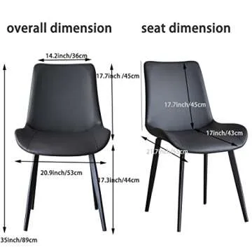 seonyou Dining Chairs Set of 6 Black Faux Leather for Kitchen Dining Room, Comfortable Mid Century Modern Chair with Metal Legs, Upholstered Big Side Chair for Living Room, Waiting Room, Farmhouse