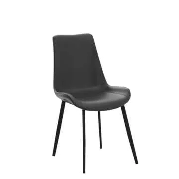 seonyou Dining Chairs Set of 6 Black Faux Leather for Kitchen Dining Room, Comfortable Mid Century Modern Chair with Metal Legs, Upholstered Big Side Chair for Living Room, Waiting Room, Farmhouse