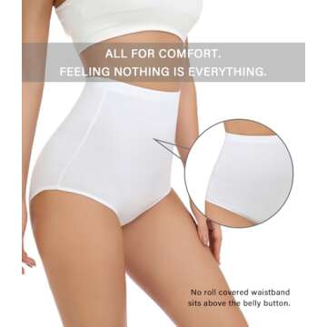 wirarpa Women's Underwear Cotton Super High Waisted Briefs Stretch Full Coverage Panties 4 Pack White 3X-Large