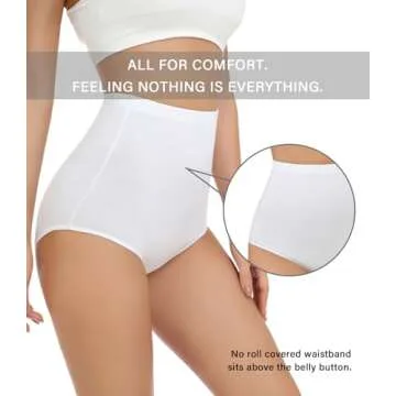 wirarpa Women's Underwear Cotton Super High Waisted Briefs Stretch Full Coverage Panties 4 Pack White 3X-Large