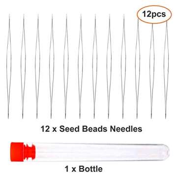 12pcs Seed Beads Needles - Premium Beading Kit with Storage Bottle