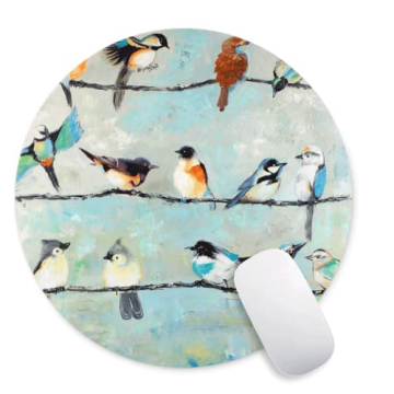 Watercolor Bird Flock Round Mouse Pad - Stylish Office & Gaming Accessory