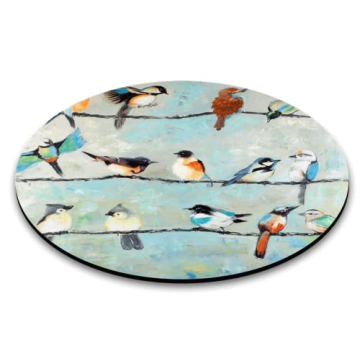 Vibrant Watercolor Bird Round Mouse Pad for Gaming