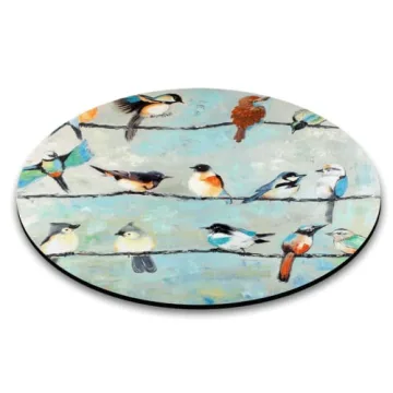 Vibrant Watercolor Bird Round Mouse Pad for Gaming
