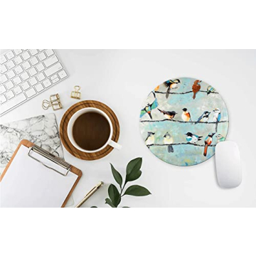 Vibrant Watercolor Bird Round Mouse Pad for Gaming