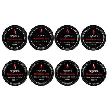 Nichrome 80 Wire Total 2000FT (8 Sizes)-22 24 26 28 32 36 38 40 AWG Gauge Spools Ni80 Resistance Wire