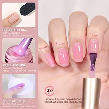 GAOY 23 Pcs Jelly Gel Nail Polish Kit, Nude Clear Pink Colors Gel Polish Set with Glossy & Matte Top Coat and Base Coat for Nail Art DIY Manicure and Pedicure at Home