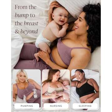 Kindred Bravely Sublime Wireless Comfort Sleep Pumping & Nursing Bra, Seamless, Hands-Free (Oatmeal Heather, Large)