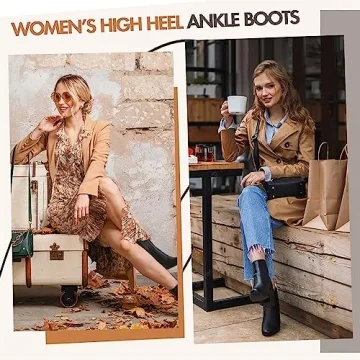 Jeossy Women’s Black Chunky Heeled Ankle Boots