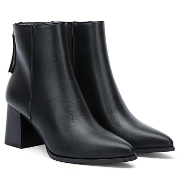 Jeossy Women’s Black Chunky Heeled Ankle Boots
