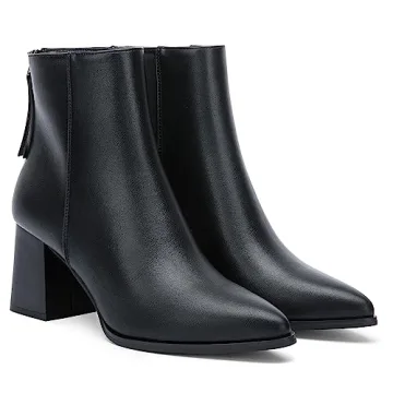 Jeossy Women’s Black Chunky Heeled Ankle Boots