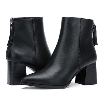 Jeossy Women’s Black Chunky Heeled Ankle Boots