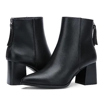 Jeossy Women’s Black Chunky Heeled Ankle Boots